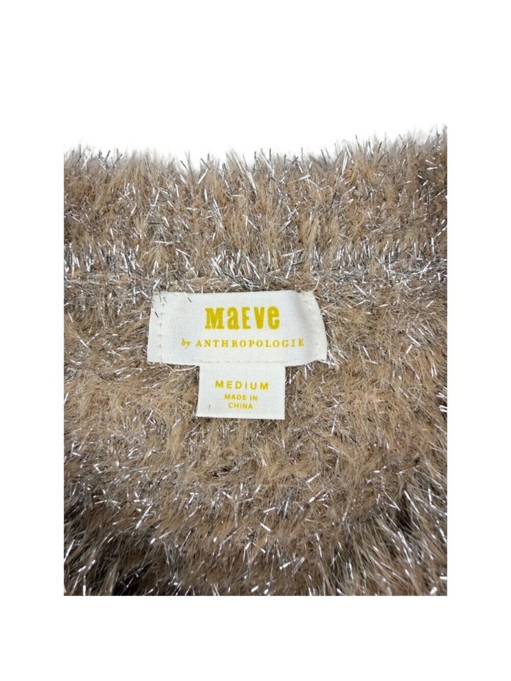 Anthropologie Maeve Cropped Tinsel Eyelash Sweater - Picture 4 of 6